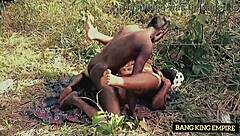 traveler pounds horny ebony tour guide hard in african bush outdoors