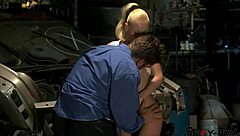 blonde worker moans as pussy gets licked deep