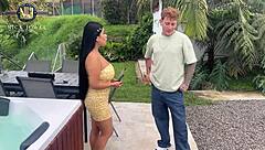 Peruvian maid's backyard fuck temptation