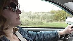 sexy milf frina pulls over fingers her soaking pussy to orgasm
