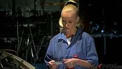 blonde worker moans as pussy gets licked deep