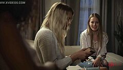 Blonde Rides Ebony In Steamy Interracial Group Play