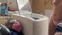 neighbor hides watching wife wash clothes with bare huge pussy tits out