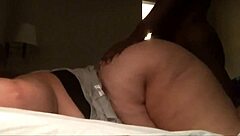 Chubby babe endures rough doggy from massive black cock beast