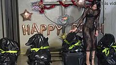 Four Masochistic Slaves Delivered To Bdsm Mistress Sara's Birthday