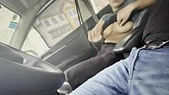Girlfriend rides cock tight in steamy car fun