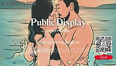 Public beach couple teases with waves crashing during erotic fingering
