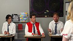 hey students, forget the world—your milf teacher craves your cocks now!