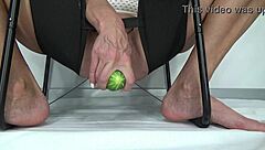 i slide a cucumber deep into my dripping wet pussy