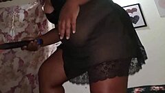 housewife exposes fat pussy through see-through gown