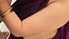 Riya Swallows Big Cock Deep In Saree For Curvy Indian Creampie