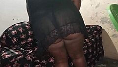 housewife exposes fat pussy through see-through gown