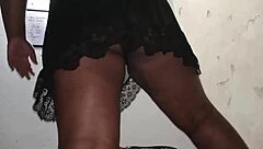 housewife exposes fat pussy through see-through gown