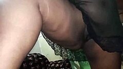 housewife exposes fat pussy through see-through gown