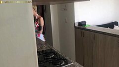 Curvy Colombian Babe Offers Tight Ass In Kitchen Anal