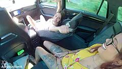 double squirting fun in the car with wet pussy play