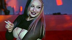 cute goth teen sloppy deepthroat cock suck and smoke