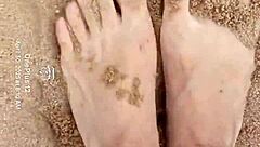 bare feet play in sand for sensory barefoot fetish fun