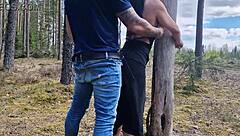 handcuffed milf tree-fucked in public forest