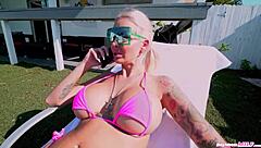 gorgeous lonely blonde milf fucks pool guy hard in missionary