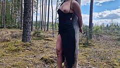 handcuffed milf tree-fucked in public forest