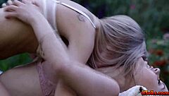 Blonde Teens Scarlett Sage and River Fox Lick Pussy and Face Sit in Garden Orgy!