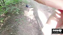 Christian Clay's POV with flirty exhibitionist Misha Maver in woods