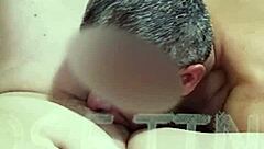 brazilian husband licks wet shaved wife pussy