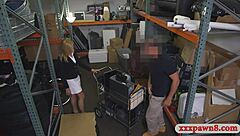Hidden cam catches hot blonde milf deepthroating pawn keeper