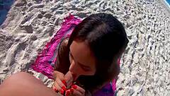 tranny beach nudist fuck ends in full cum coverage 😈