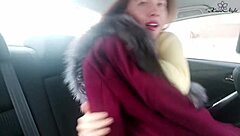 cute petite bitch jerks wet pussy in fetish taxi ride