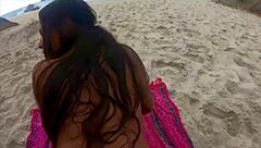 tranny beach nudist fuck ends in full cum coverage 😈