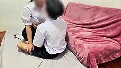 Naughty uniform couple creampie deepthroat!