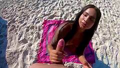 tranny beach nudist fuck ends in full cum coverage 😈