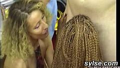 Three bookish European sluts get publicly anal pounded in library