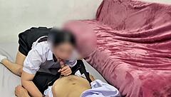 Naughty uniform couple creampie deepthroat!