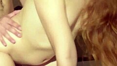 oiled babe spreads legs for threesome double penetration?
