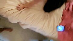 sexy white slut rims and fucks in satin lingerie heels