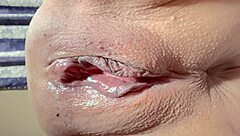 Japanese wife shaved wet pussy craves hot cock cum closeup