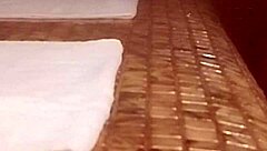 Latina wife moans hard during sauna pussy pounding orgasm