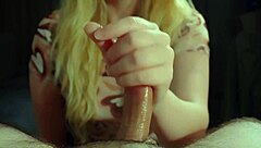 milking boyfriend's throbbing cock with closeup handjob cumshot