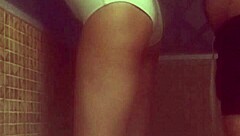 Latina wife moans hard during sauna pussy pounding orgasm