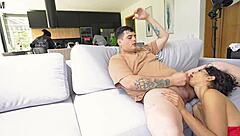 petite latina sneaks passionate couch fuck with horny partner
