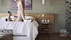 Curvy Capitalina rides cock at hotel ignoring husband's calls