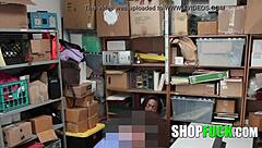 security guard dominates busty black thief in office punishment