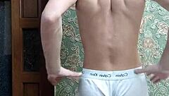 flexy skinny dude teases in tight underwear flexing hard