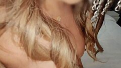 Masked blonde milf rides cock for deep creampie backshots