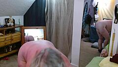 sexy model slips into bodystockings teases hairy pussy then cums wildly together