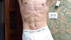 flexy skinny dude teases in tight underwear flexing hard