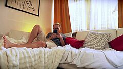 mature seduces young stud with wet t-shirt tease and passionate breast play ride